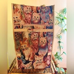 Vintage Jade "Cats" Tapestry Shopping Travel Fold Up Rolling Collapsible Bag
